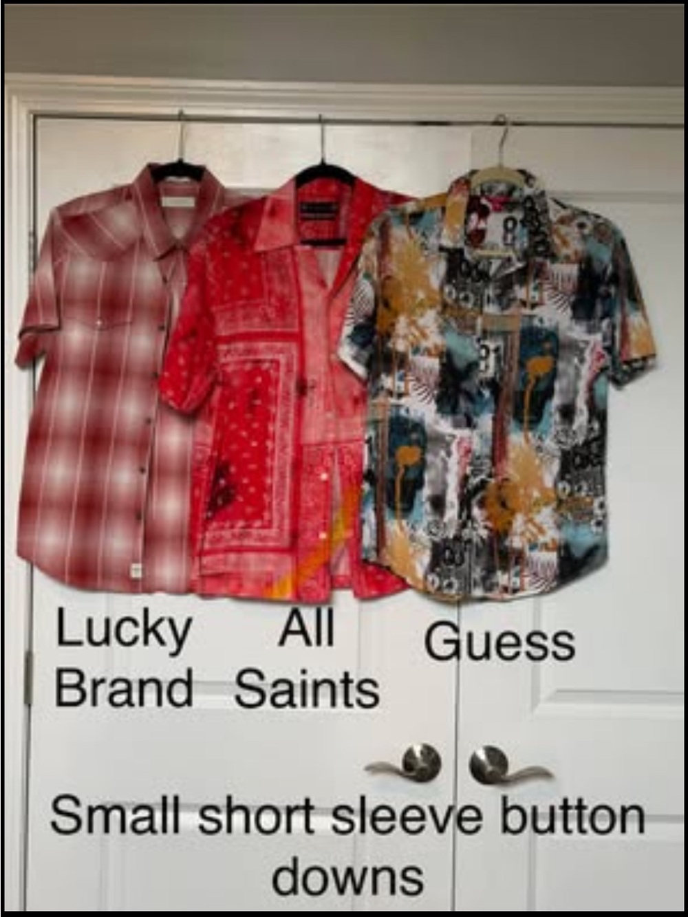 Guess Men's Short Sleeve Button-Down Shirt - Multicolor Abstract Print